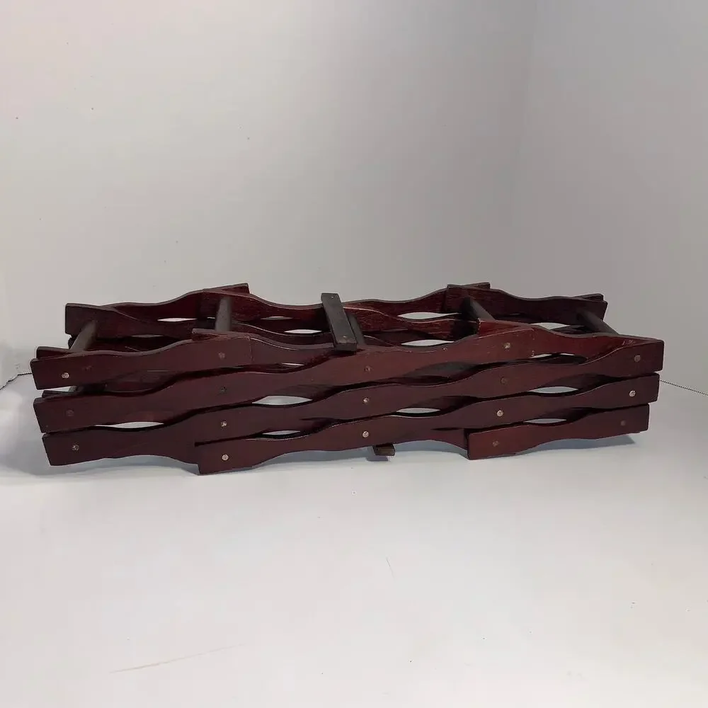 Vintage MCM Wooden Sculpted Foldable Wine Rack Made By APEX ~ Has APEX Label!!